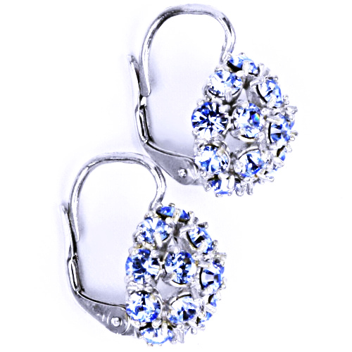 Náušnice stříbrné půlkoule s krystalem Swarovski Light safir NK 1337