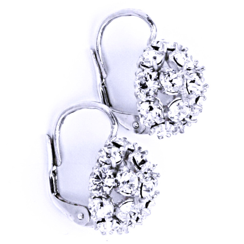 1 Náušnice stříbrné půlkoule s krystalem Swarovski čirý krystal, NK 1337
