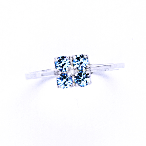 Stříbrný prsten s krystalem Swarovski Akvamarin, T 1324