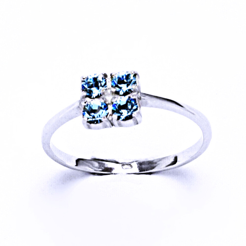 Stříbrný prsten s krystalem Swarovski Akvamarin, T 1324