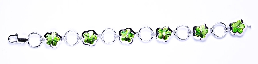 Stříbrný náramek s krystaly Swarovski (peridot), R 1296 