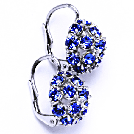 Náušnice stříbrné půlkoule s krystalem Swarovski Saphire, NK 1337