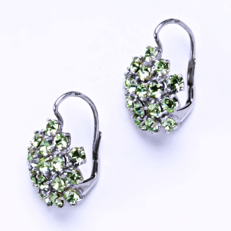 Naušnice s krystaly Swarovski Chryzolit květy NK 1342