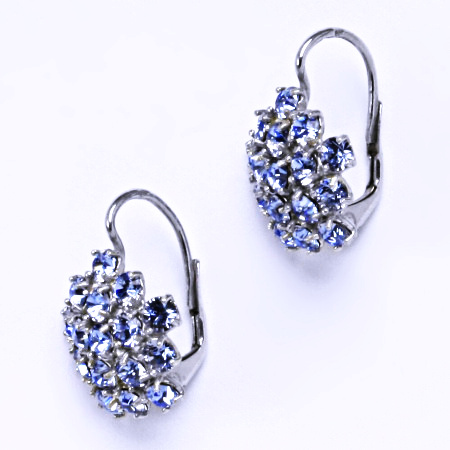 Naušnice s krystaly Swarovski Light Saphire květy NK 1342