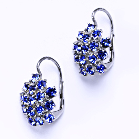 Naušnice s krystaly Swarovski Saphire květy NK 1342