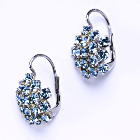 1 Naušnice s krystaly Swarovski Akvamarin květy NK 1342