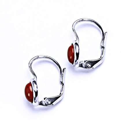Stříbrné náušnice na patent, přírodní jaspis 6 x 4 mm NK 1353