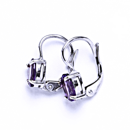 Zlaté náušnice, bílé i žluté zlato, přírodní ametyst světlý 7x5 mm -  NK 1246