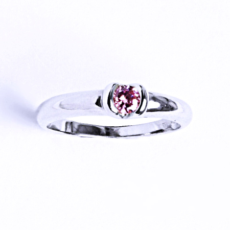 Stříbrný prsten , pink zirkon - VR 8