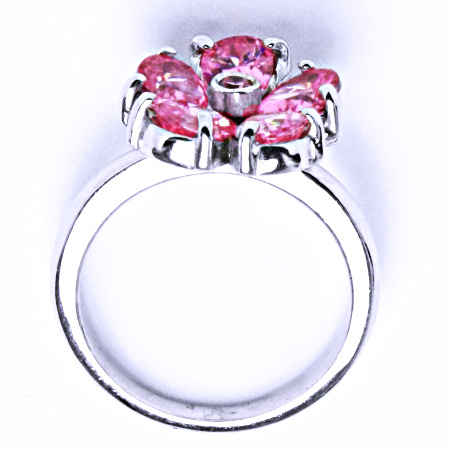 Stříbrný prsten se syntetickým zirkonem (růžový zirkon) VR 236