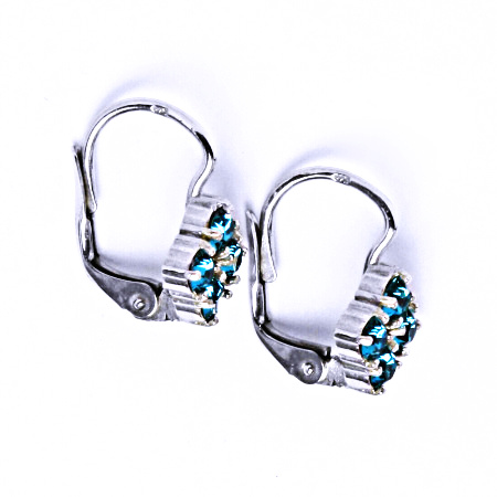 Náušnice stříbrné s krystaly Swarovski Blue Zirkon, šperky, NK 1324