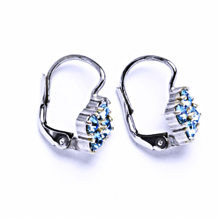 Náušnice stříbrné s krystaly Swarovski Akvamarin, šperky, NK 1324