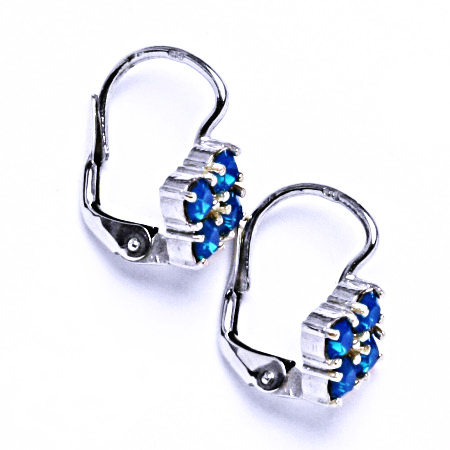 Náušnice stříbrné s krystaly Swarovski Caribbean Blue Opal, šperky, NK 1324