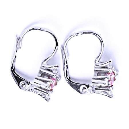 Zlaté náušnice, zirkony čiré a růžový, bílé i žluté zlato - VE 38