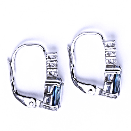 Stříbrné náušnice, zirkon akvamarin - VE 8