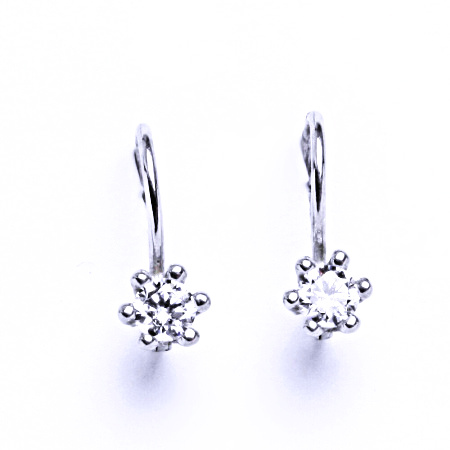 Náušnice bílé zlato  se zirkony na patent,šperk VE 242