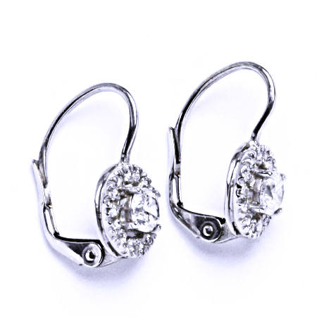 Stříbrné náušnice se syntetickými zirkony na patent VE 239