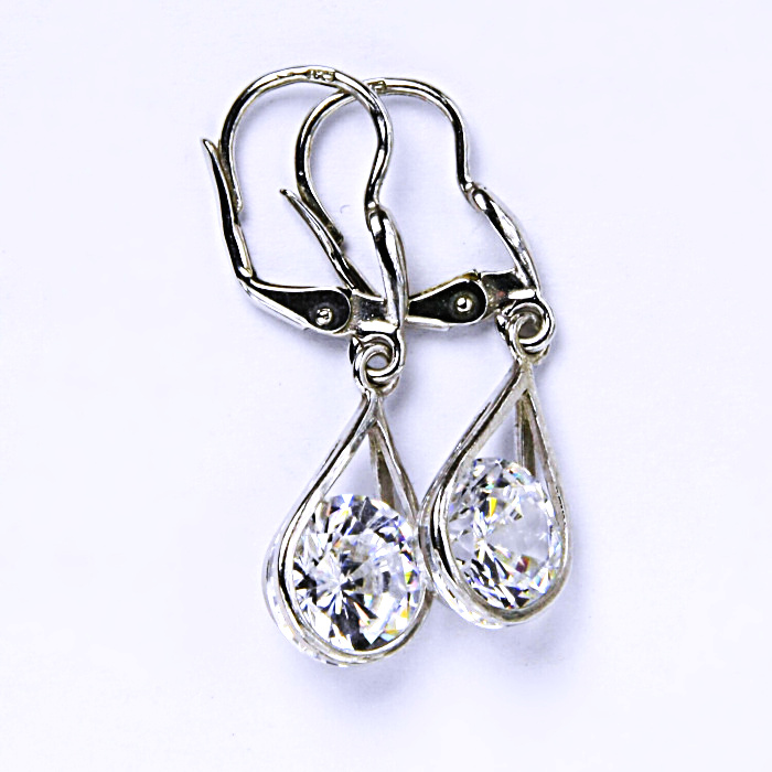 Stříbrné náušnice, čiré zirkony, NK 1293/27 BZ