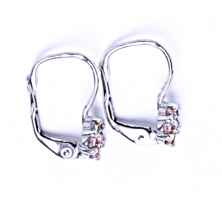 Stříbrné náušnice kytičky , růžové zirkony - VE 3 