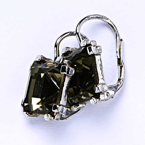 Stříbrné náušnice, krystal Swrovski kouřový, NK 1196 