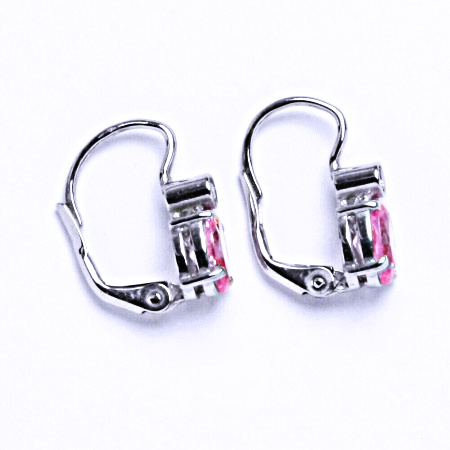 Stříbrné náušnice , růžový a čirý zirkon - VE 146