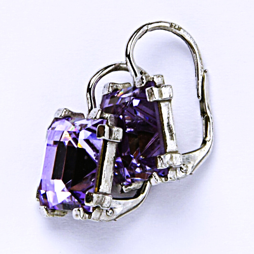 Stříbrné náušnice, krystal Swarovski lavender, NK 1196