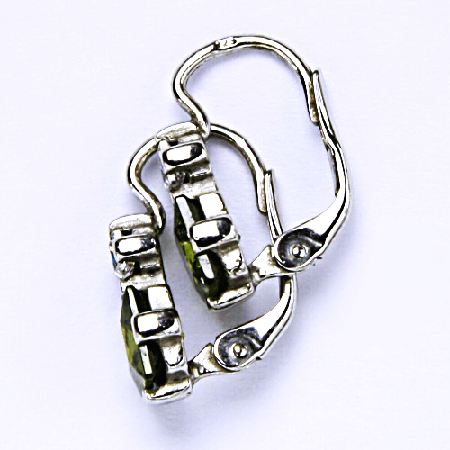 Stříbrné náušnice, zirkon, čirý a olivín, šperky se zirkony, náušnice ze stříbra, NK 1249 