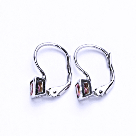 Stříbrné náušnice , zirkon pink - VE 6