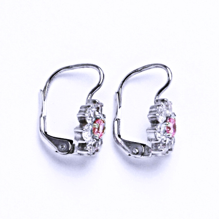 Zlaté náušnice kytičky, zirkony čiré a pink, bílé i žluté zlato - VE 24 