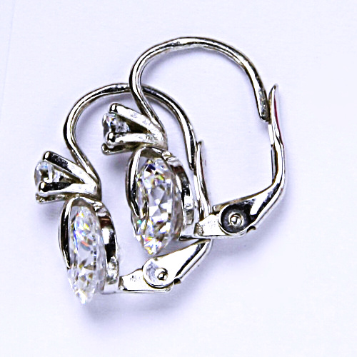 Stříbrné náušnice, zirkon čirý, šperky se zirkony, náušnice ze stříbra, stříbro, NK 1289 