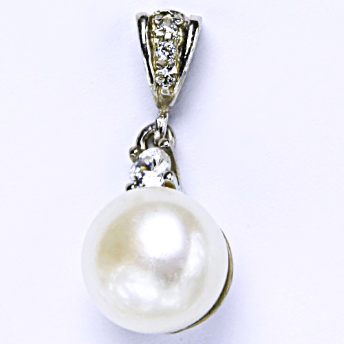 Stříbrný přívěšek, přírodní říční perla bílá 12 mm P 1286/2 