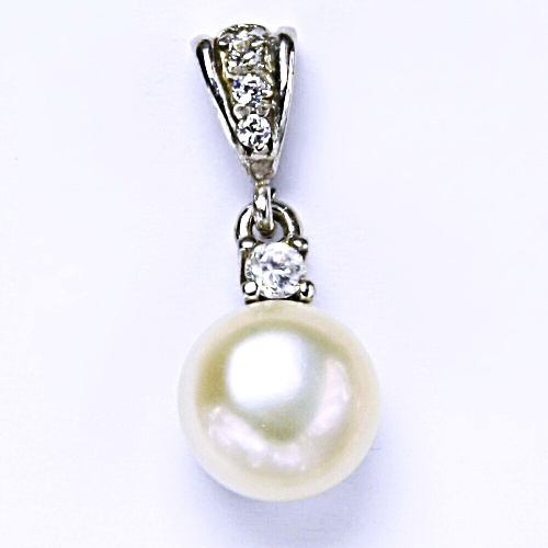 Zlatý přívěšek, bílé i žluté zlato ,přírodní říční perla bílá 10 mm - P 1287/2 