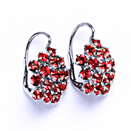 Náušnice stříbrné s krystaly Swarovski květy Light Siam, šperky, NK 1342