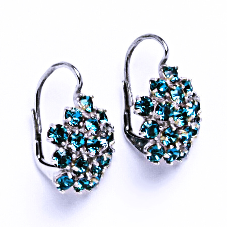 Náušnice stříbrné s krystaly Swarovski květy Blue Zirkon, šperky, NK 1342