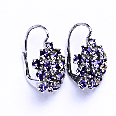 Náušnice stříbrné s krystaly Swarovski květy Tanzanit, šperky, NK 1342