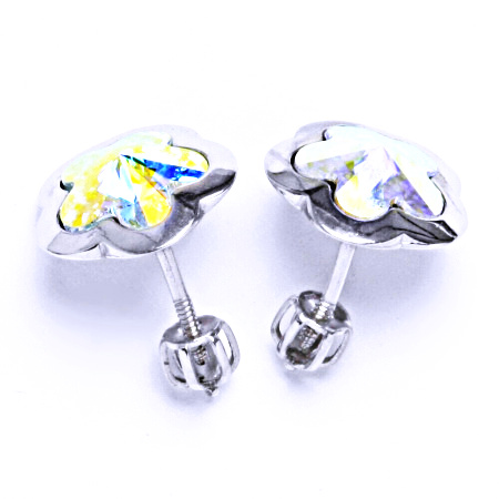 Stříbrné náušnice na šroubek s krystalem Swarovski AB krystal, NŠ 1296 