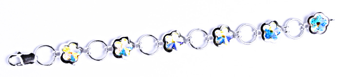 Stříbrný náramek s krystaly Swarovski kytička AB krystal, R 1296