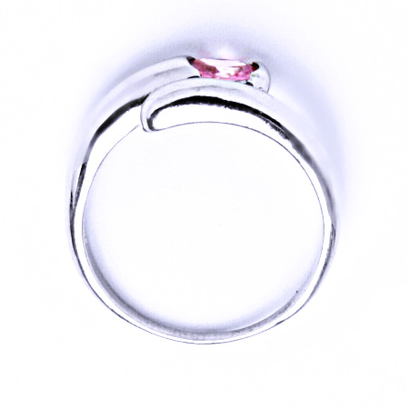 Stříbrný prsten se syntetickým zirkonem (růžový zirkon) VR 289