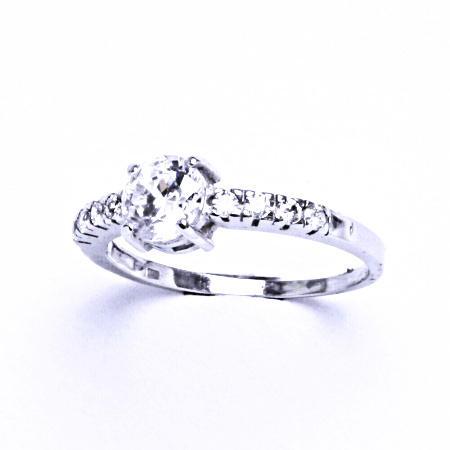 Stříbrný prsten , čiré zirkony - VR 312