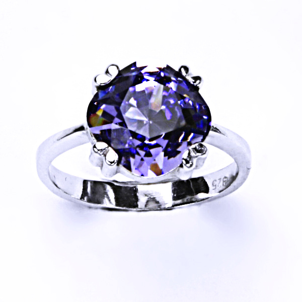 Stříbrný prsten, krystal Swarovski, tanzanit, šperky s krystaly, T 1225 