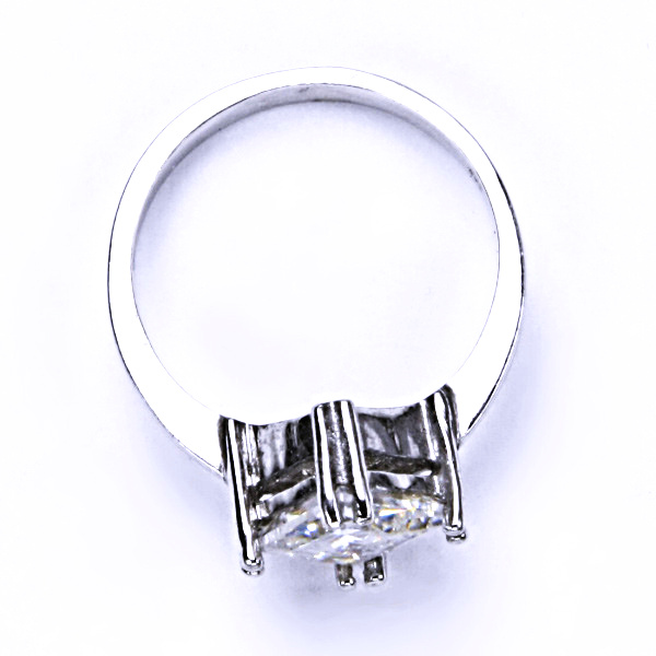 Zlatý prsten, zirkon čirý 7x7 mm , bílé i žluté zlato T 1258 