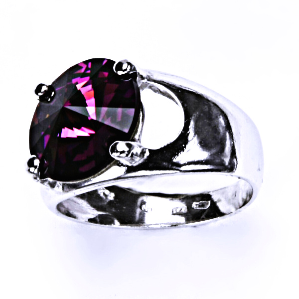 Stříbrný prsten, krystal Swarovski, amethyst, šperky s krystaly, T 1188 