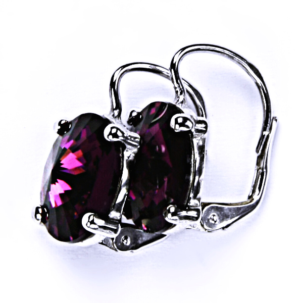 Stříbrné náušnice na patent s krystaly Swarovski Rivoli (barva Amethyst)NK 1188 