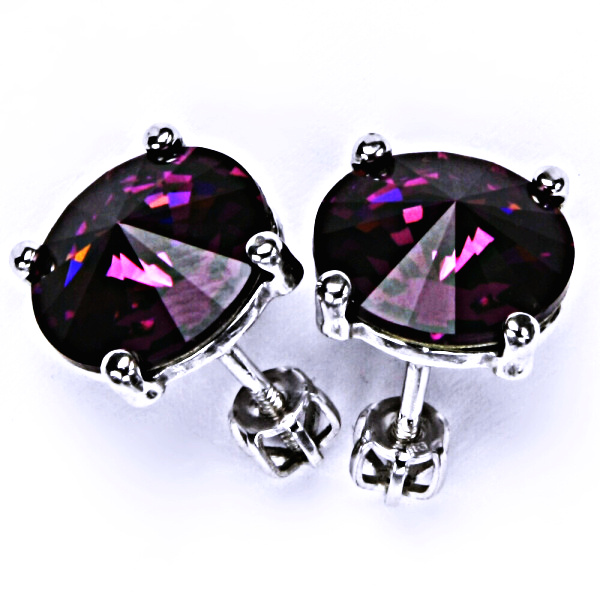 Stříbrné náušnice na šroubek s krystaly Swarovski Rivoli ( barva Ametyst)NŠ 1188 