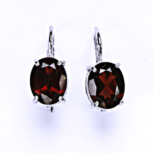 Stříbrné náušnice na patent, přírodní granát, NK 1244