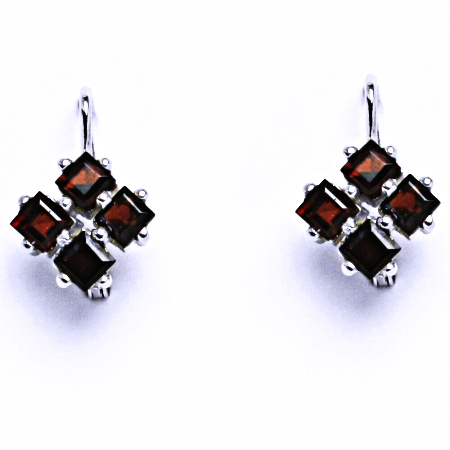 Zlaté naušnice, bílé i žluté zlato , přírodní granáty -  VE 2