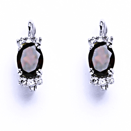 Zlaté naušnice, přírodní granát ,bílé i žluté zlato - VE 23