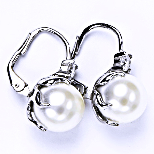 Stříbrné náušnice na patent, šperky (um.bílá)NK 1190 