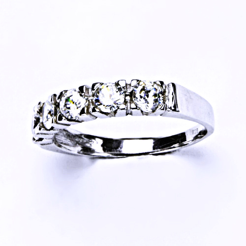 stříbrný prsten (zásnubní) se zirkony, T 1270 