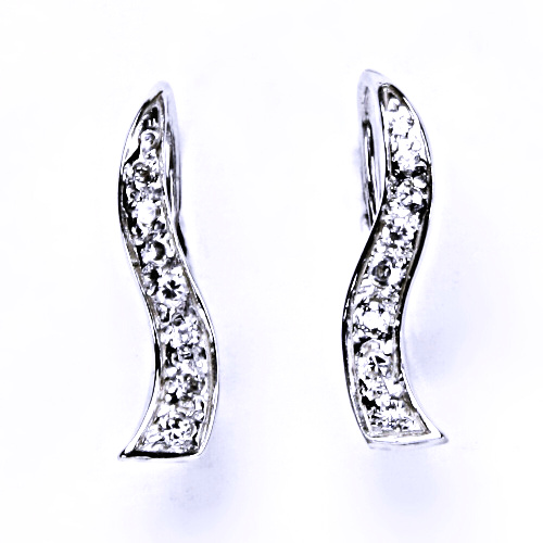 Zlaté náušnice, bílé i žluté zlato, čiré zirkony -  NK 1231